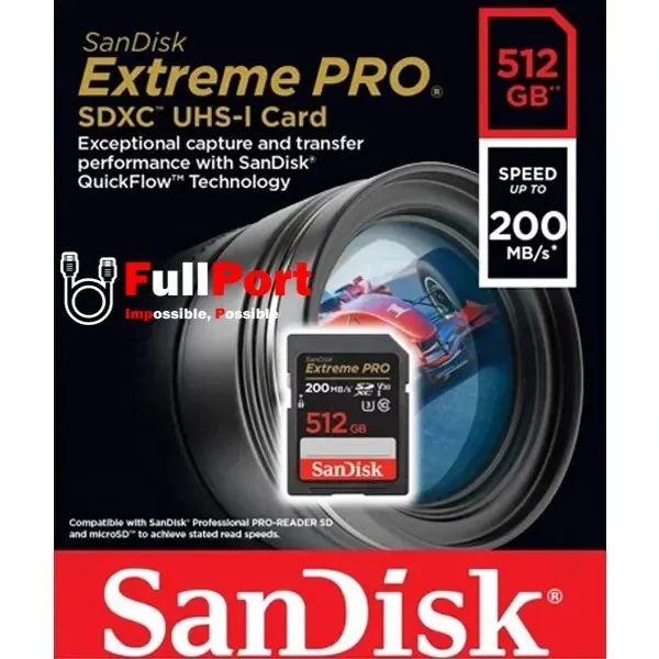 کارت حافظه سن دیسک مدل Extreme PRO ظرفیت 512 گیگابایت سرعت 200MB/s کلاس 10