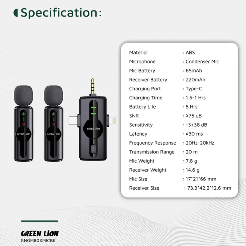 میکروفون یقه ای گرین لاین مدل GM-80X دو کاربره وایرلس